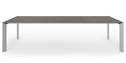 Table à manger Nori, Fenix gris London avec bord de même couleur, L 209-303 x L 100 cm, Aluminium andoisé