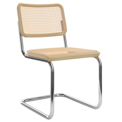 Chaise S 32 V Pure Materials, Chêne / naturel, Chromé, Patins en plastique noir avec feutre