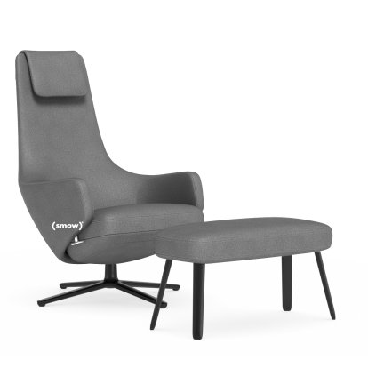 Fauteuil Repos, Fauteuil Repos & Panchina, Tissu Dumet gris sierra mélange, 40 cm, Noir basic