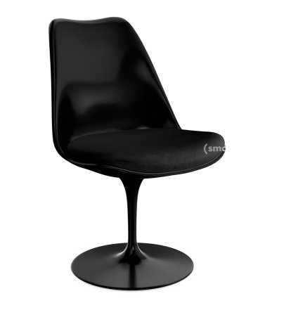 Chaise Tulip Saarinen, Rotatif, Coussin d'assise, Noir, Black (Eva 138)