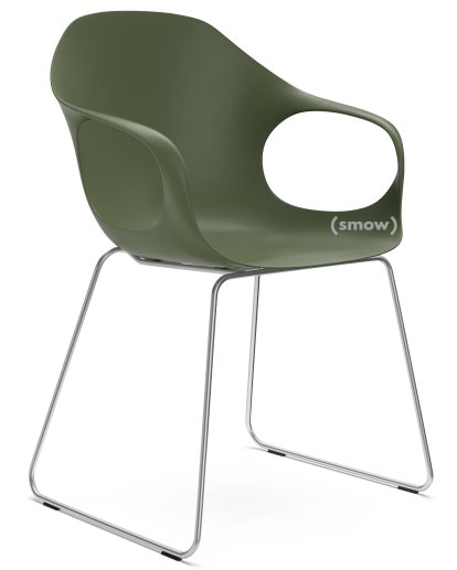 Chaise Elephant Sledge, Vert olive, Acier chromé satiné