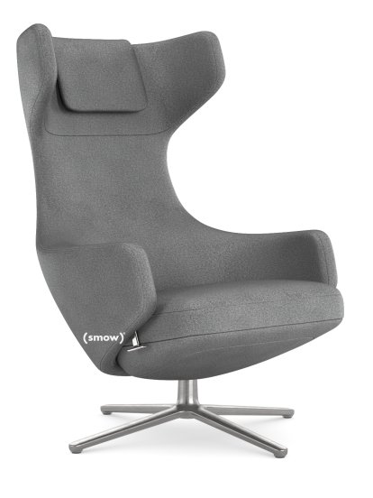 Fauteuil Grand Repos, Fauteuil Grand Repos, Tissu Dumet gris sierra mélange, 40 cm, Poli