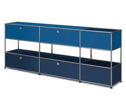 Buffet USM Haller pour enfants L avec boîtes de rangement, Bicolore, Bleu gentiane RAL 5010 - Bleu acier RAL 5011, Avec portes abattantes