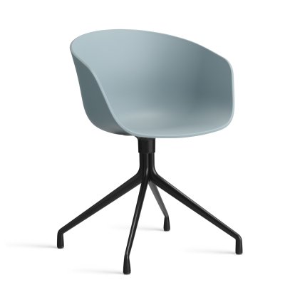 Chaise pivotante About A Chair AAC 20, Dusty blue 2.0, Aluminium thermolaqué noir 