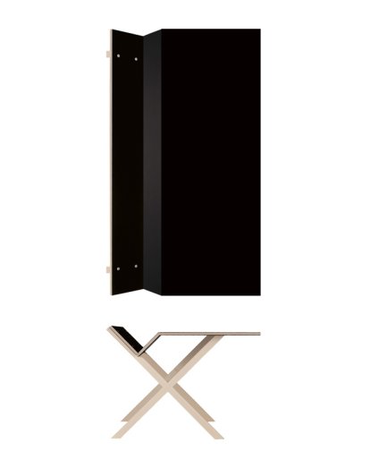 Bureau Kant, 190 cm, 74 cm, FU (bouleau contreplaqué) linoleum noir