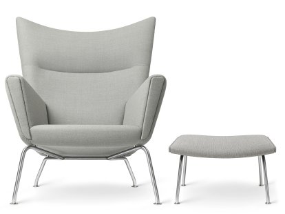 CH445 Wing Chair, Passion - gris clair, Avec repose-pied