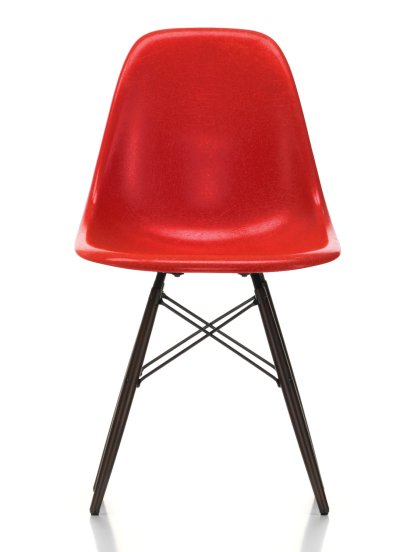 Eames Fiberglass Chair DSW, Eames classic red, Érable noir