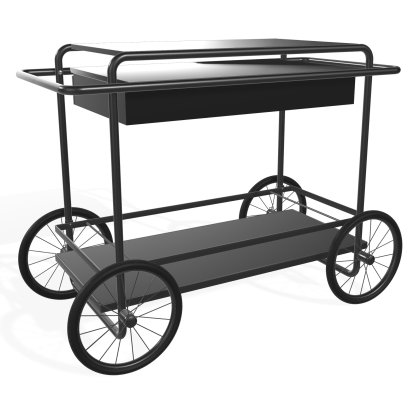 Chariot M4RS, Verni noir / noir, Avec support pour bouteilles