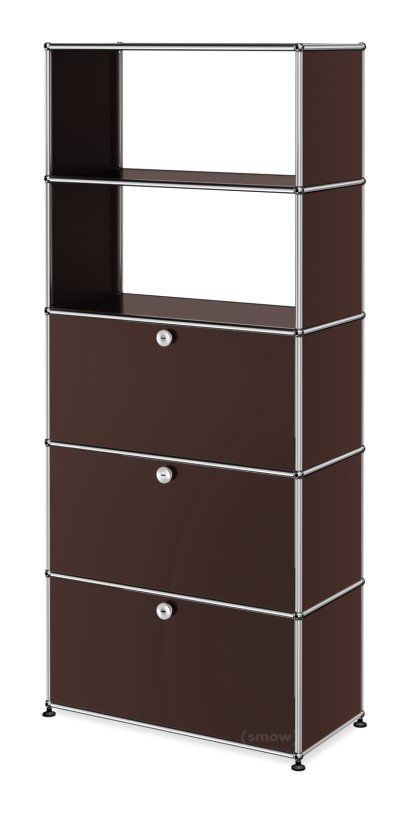 Étagère USM Haller avec portes abattantes et tiroirs, Marron USM