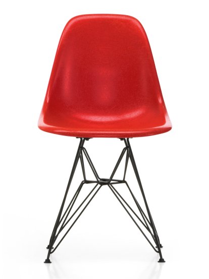 Eames Fiberglass Chair DSR, Eames classic red, Finition époxy basic dark lisse