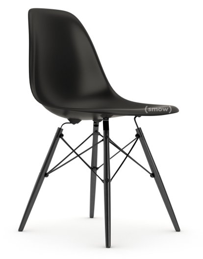 Eames Plastic Side Chair DSW, Noir profond  , Sans rembourrage, Sans rembourrage, Version standard - 43 cm, Érable noir