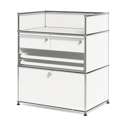 Meuble d'appoint médical USM Haller, Blanc pur RAL 9010, Tous les compartiments avec serrures