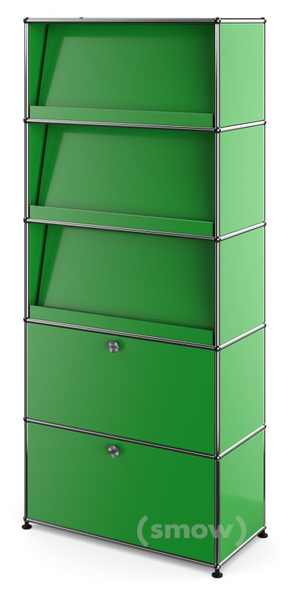 Étagère USM Haller avec 3 présentoirs inclinés, Vert USM