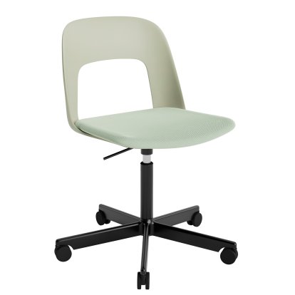 Chaise pivotante Layout 143 avec assise rembourrée, Vert pastel / Relate 921, Aluminium thermolaqué noir 