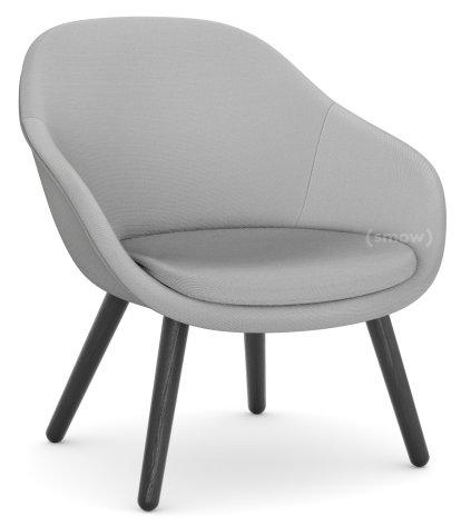 Fauteuil About A Lounge Chair Low AAL 82, Steelcut Trio 133 - gris clair, Chêne laqué noir, Avec coussin d'assise