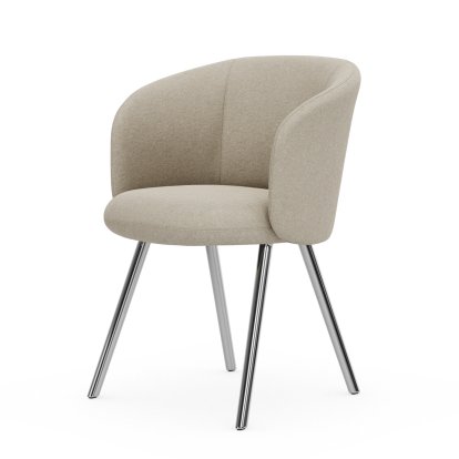 Fauteuil Mikado, Piètement à quatre pieds, 4 pieds, aluminium poli, Nubia, Crème / sable, Patins en feutre pour sols durs