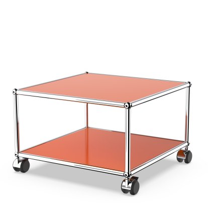 USM Haller table d'appoint avec roulettes, Orange pur RAL 2004, Souples pour sols durs