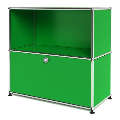 Meuble mixte Sideboard M USM Haller, personnalisable, Vert USM, Ouvert, Avec  porte coulissante