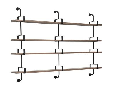 Étagère murale Démon, L 215 x H 140 cm, Noyer américain