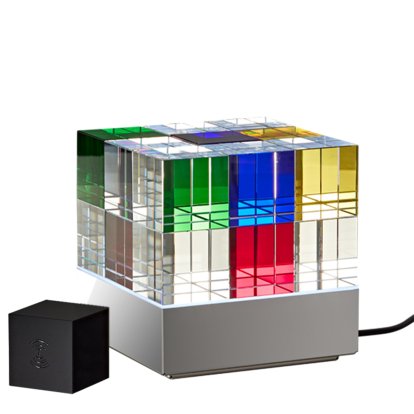 Lampe de table Cube Light, Poli, Coloré, Avec télécommande