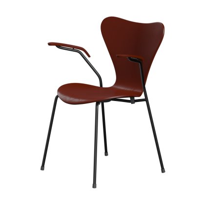 Chaise avec accotoirs Série 7 3207 New Colours, Frêne coloré, Rouge vénitien, Noir